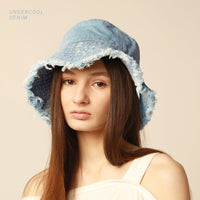 Wide Brim Frayed Bucket Hat | Marquebien - Marquebien