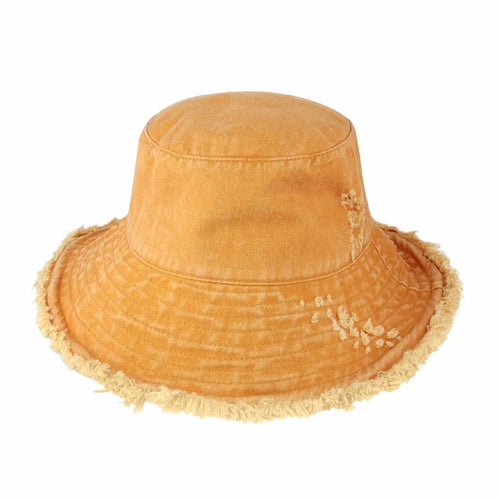Wide Brim Frayed Bucket Hat | Marquebien - Marquebien