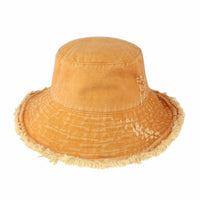 Wide Brim Frayed Bucket Hat | Marquebien - Marquebien