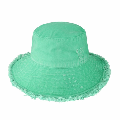 Wide Brim Frayed Bucket Hat | Marquebien - Marquebien