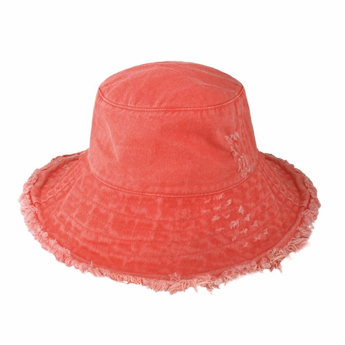 Wide Brim Frayed Bucket Hat | Marquebien - Marquebien
