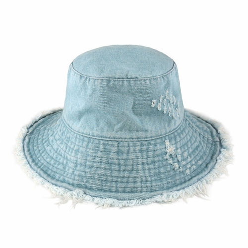 Wide Brim Frayed Bucket Hat | Marquebien - Marquebien