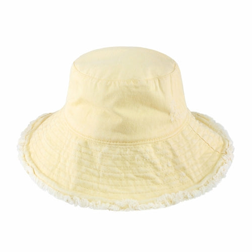 Wide Brim Frayed Bucket Hat | Marquebien - Marquebien