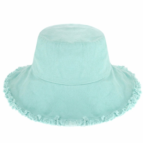 Wide Brim Frayed Bucket Hat | Marquebien - Marquebien