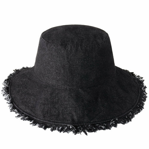 Wide Brim Frayed Bucket Hat | Marquebien - Marquebien