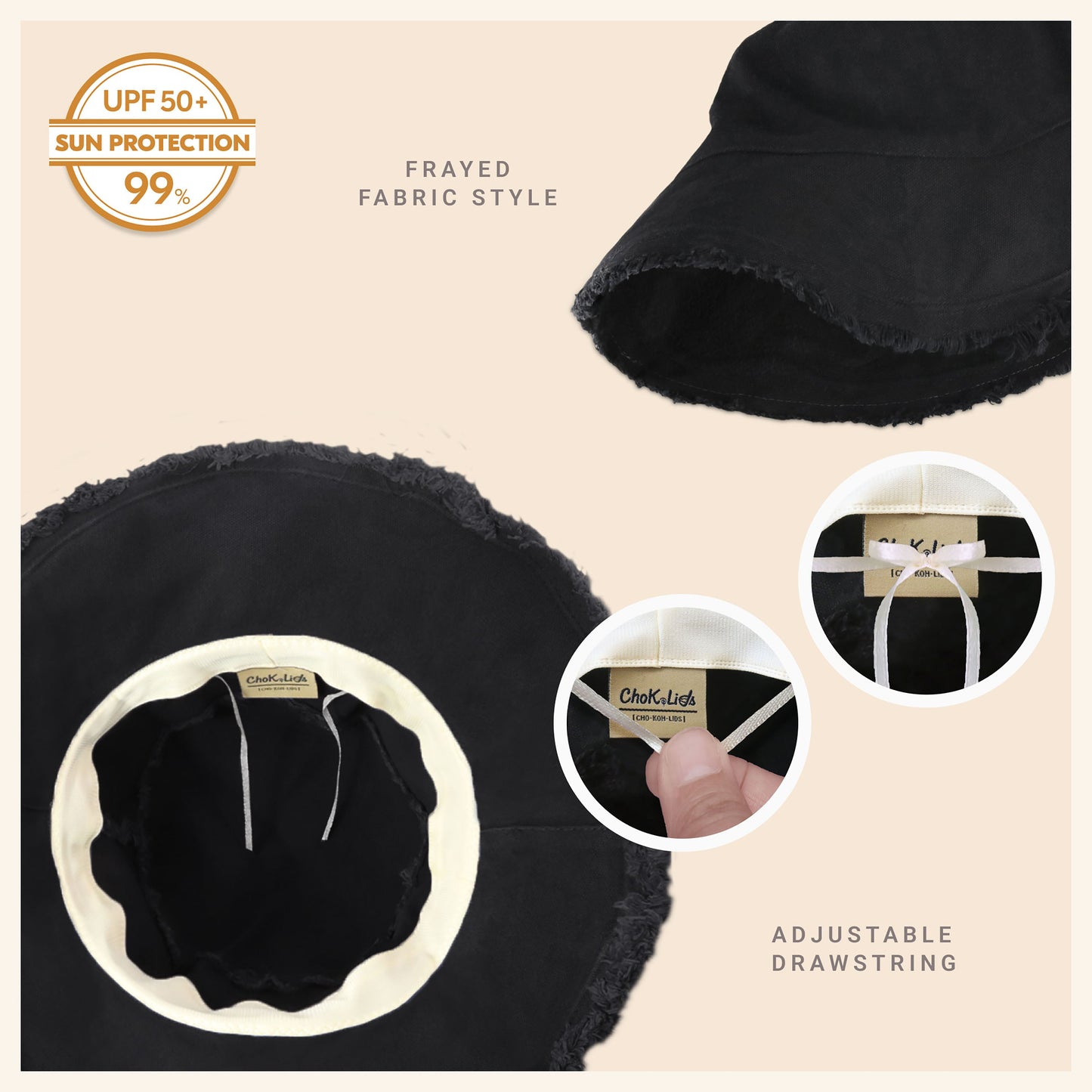 Wide Brim Frayed Bucket Hat | Marquebien - Marquebien