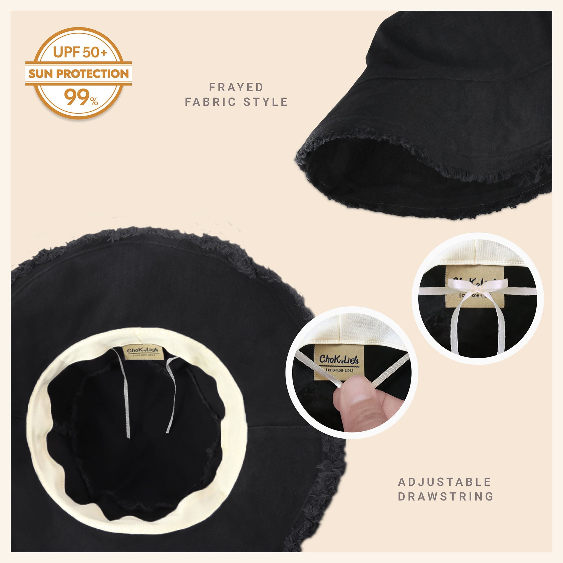 Wide Brim Frayed Bucket Hat | Marquebien - Marquebien