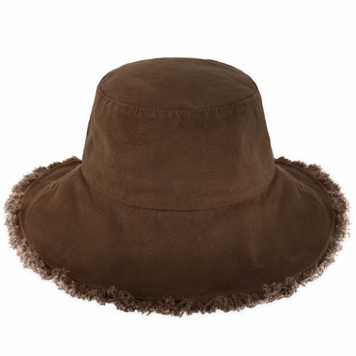 Wide Brim Frayed Bucket Hat | Marquebien - Marquebien