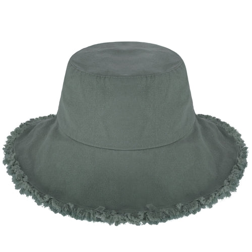 Wide Brim Frayed Bucket Hat | Marquebien - Marquebien