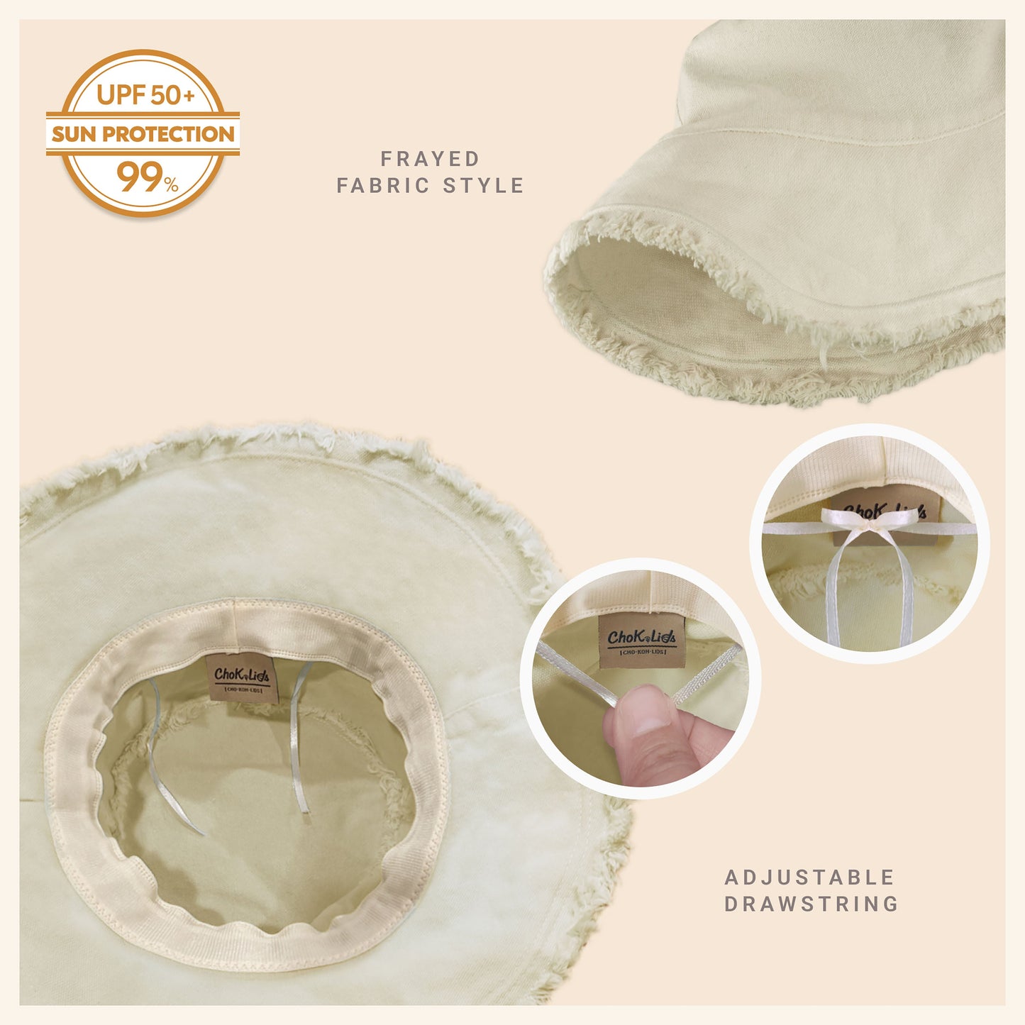 Wide Brim Frayed Bucket Hat | Marquebien - Marquebien
