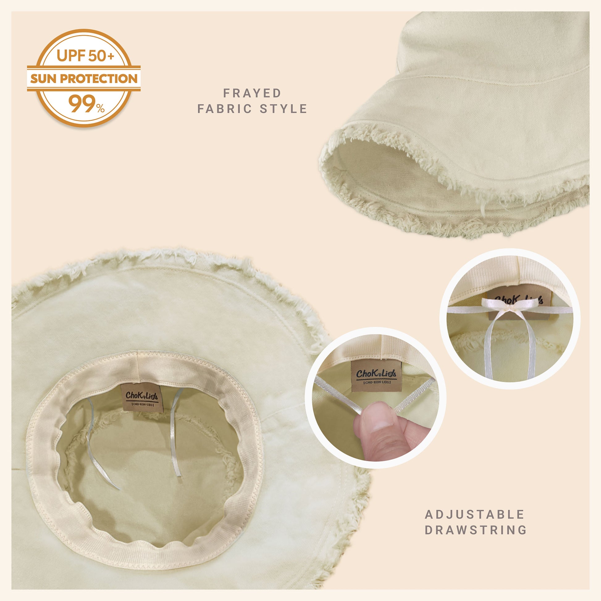 Wide Brim Frayed Bucket Hat | Marquebien - Marquebien