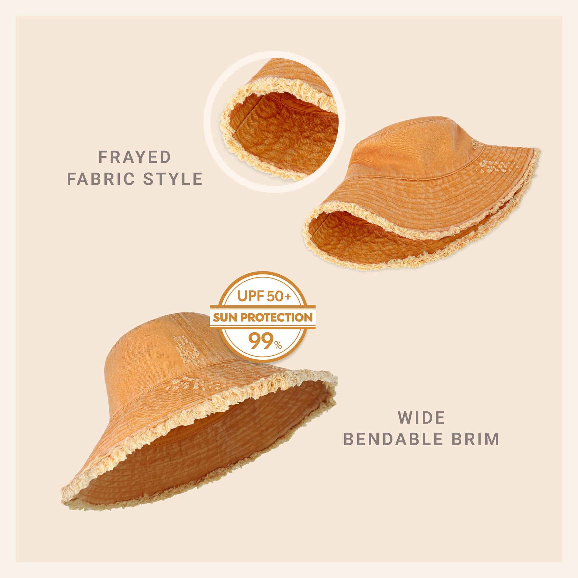 Wide Brim Frayed Bucket Hat | Marquebien - Marquebien