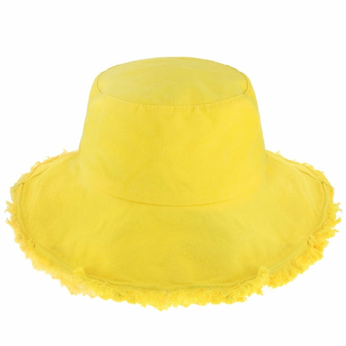 Wide Brim Frayed Bucket Hat | Marquebien - Marquebien