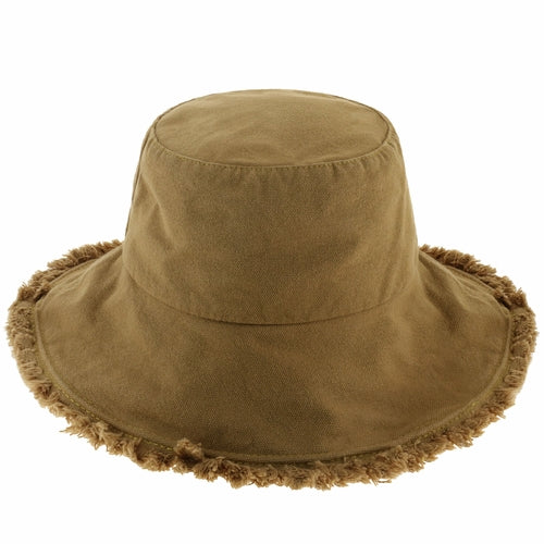 Wide Brim Frayed Bucket Hat | Marquebien - Marquebien