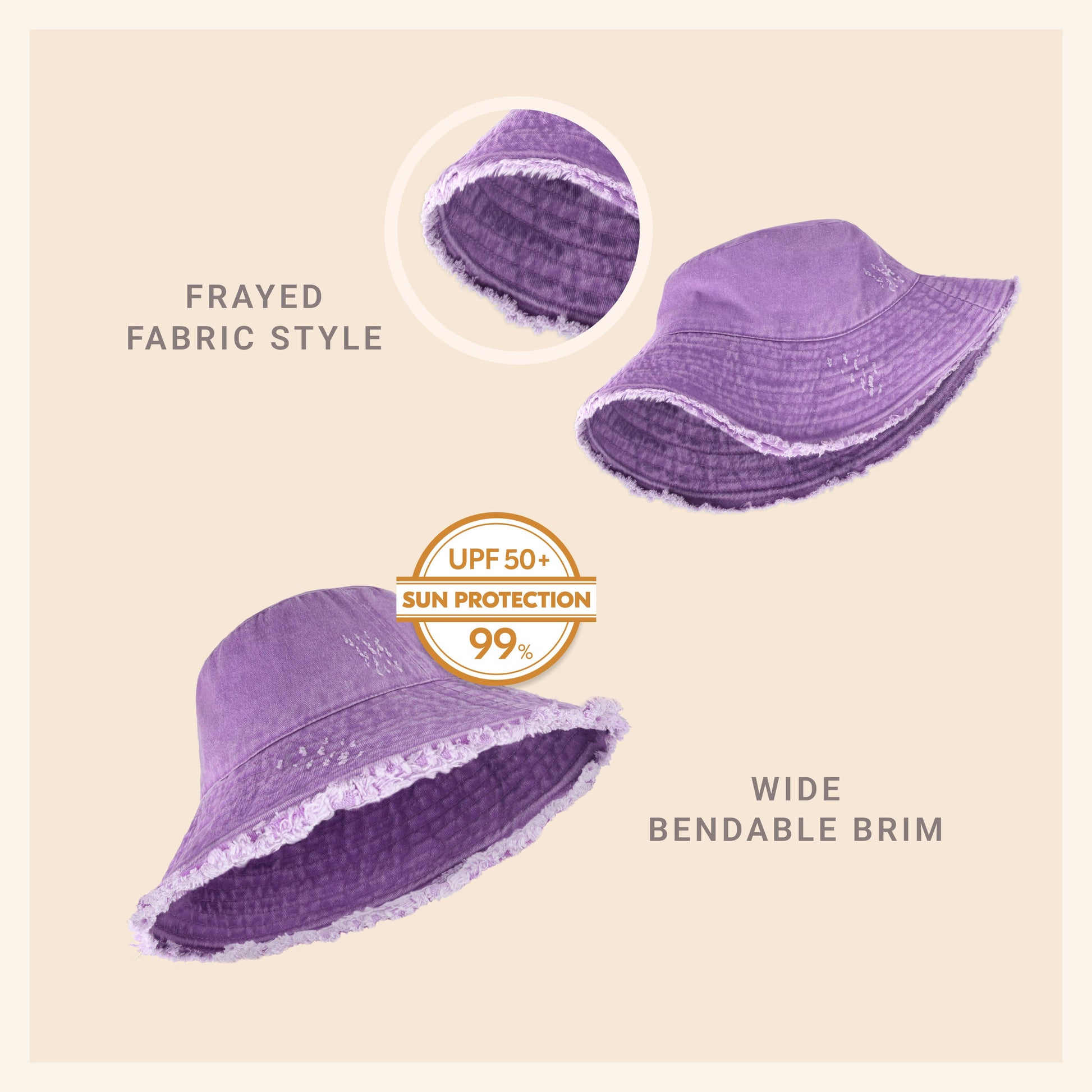 Wide Brim Frayed Bucket Hat | Marquebien - Marquebien