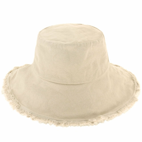 Wide Brim Frayed Bucket Hat | Marquebien - Marquebien