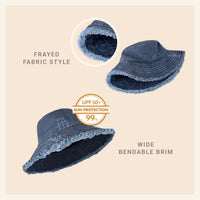 Wide Brim Frayed Bucket Hat | Marquebien - Marquebien