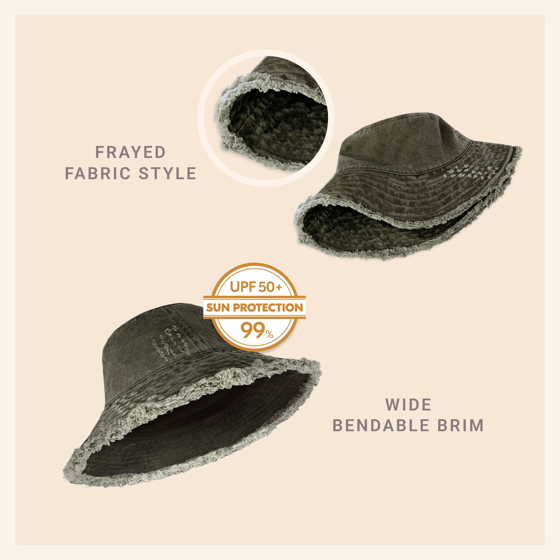 Wide Brim Frayed Bucket Hat | Marquebien - Marquebien