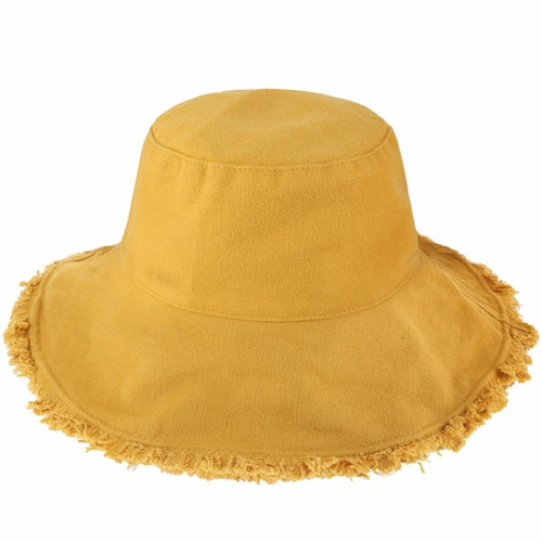 Wide Brim Frayed Bucket Hat | Marquebien - Marquebien