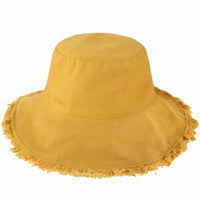 Wide Brim Frayed Bucket Hat | Marquebien - Marquebien