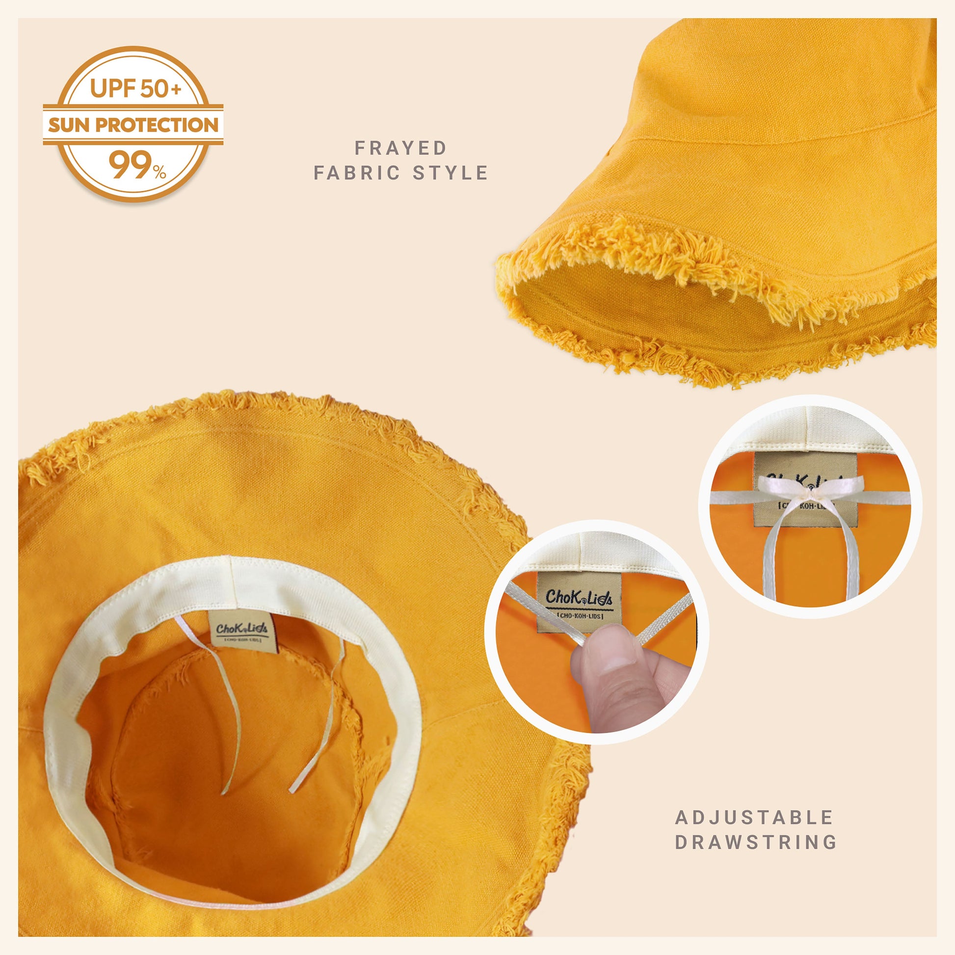 Wide Brim Frayed Bucket Hat | Marquebien - Marquebien