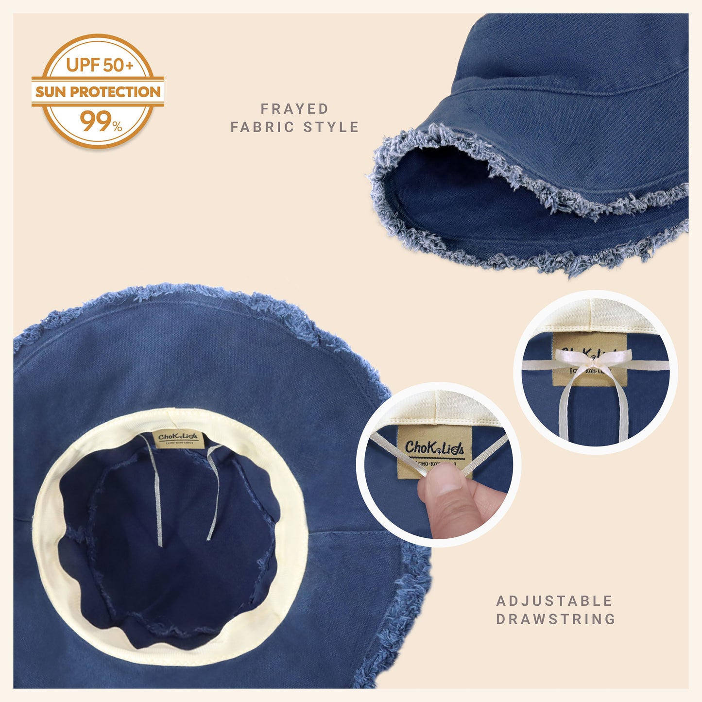 Wide Brim Frayed Bucket Hat | Marquebien - Marquebien