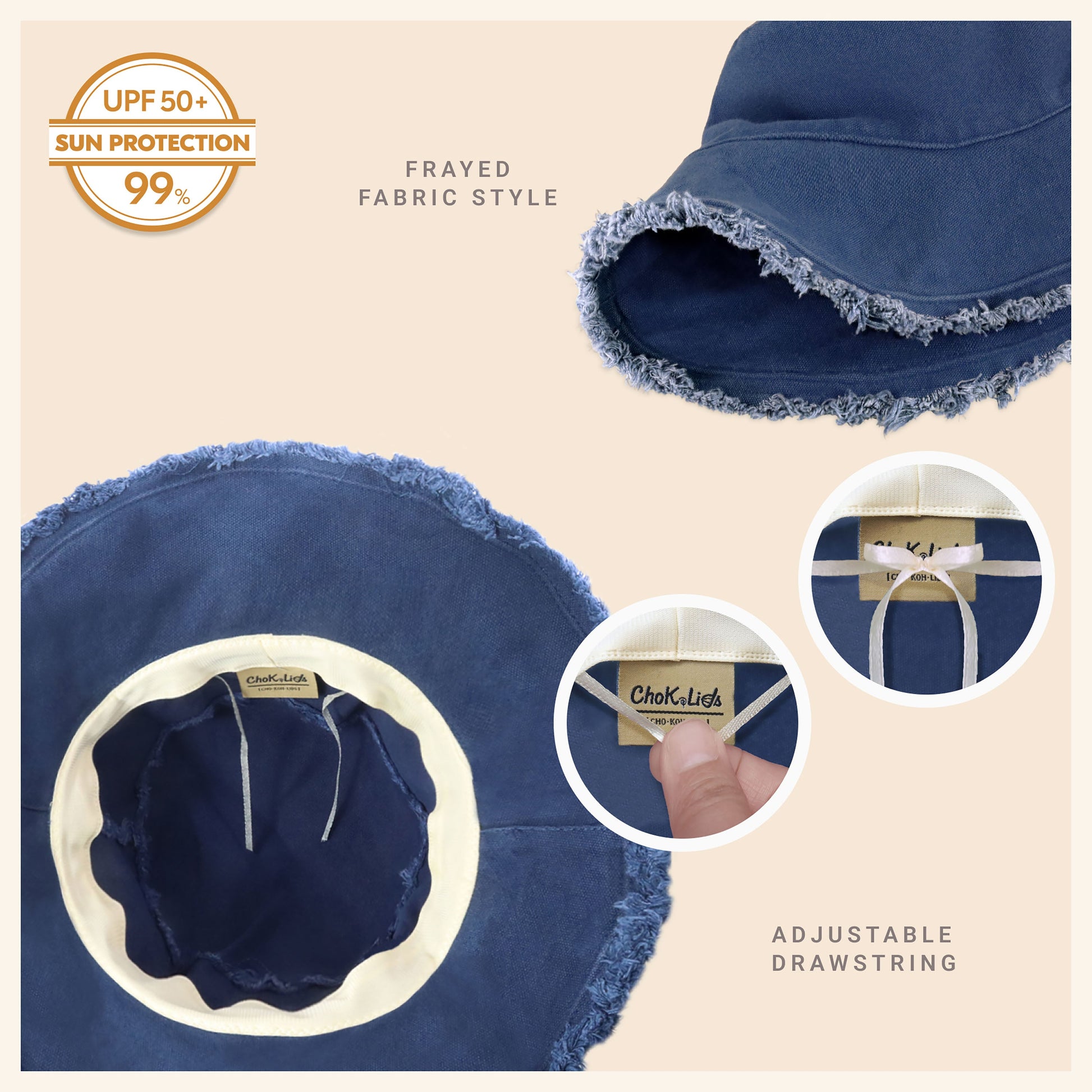 Wide Brim Frayed Bucket Hat | Marquebien - Marquebien
