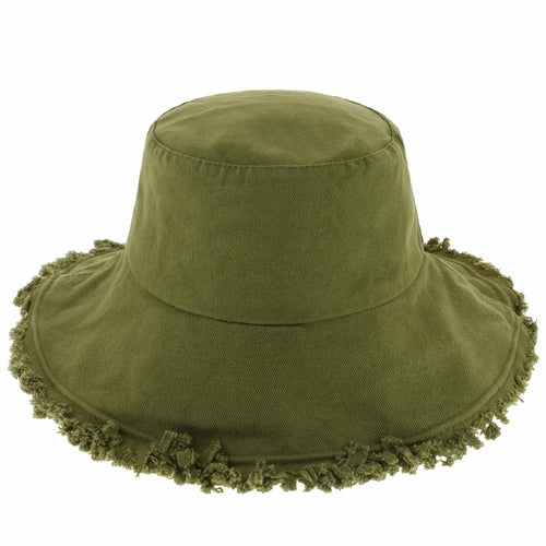 Wide Brim Frayed Bucket Hat | Marquebien - Marquebien