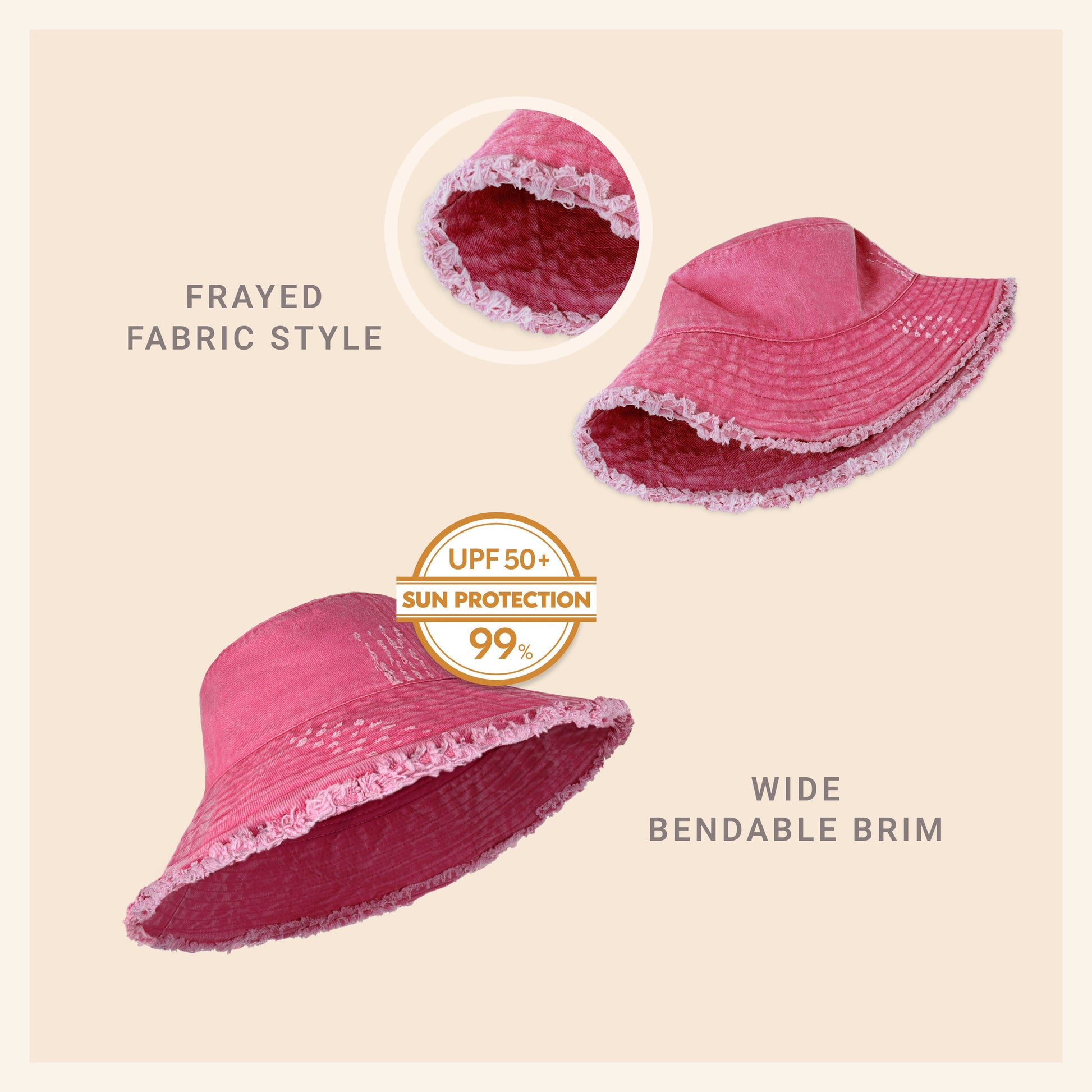 Wide Brim Frayed Bucket Hat | Marquebien - Marquebien