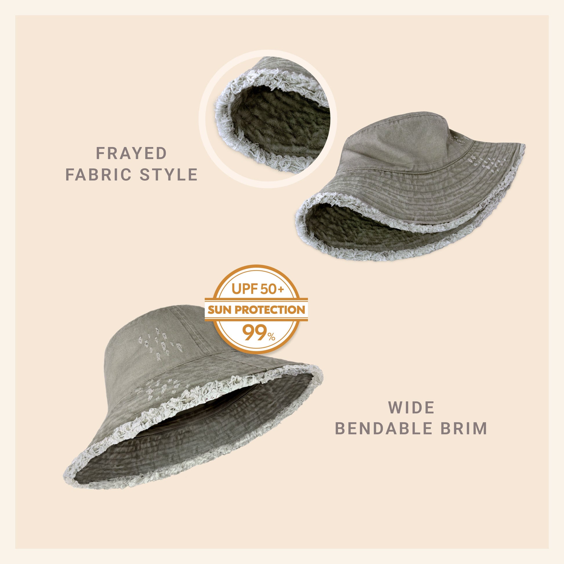 Wide Brim Frayed Bucket Hat | Marquebien - Marquebien