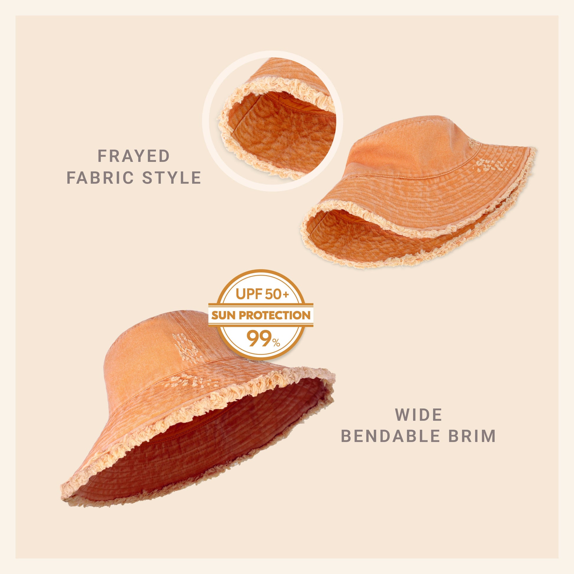 Wide Brim Frayed Bucket Hat | Marquebien - Marquebien