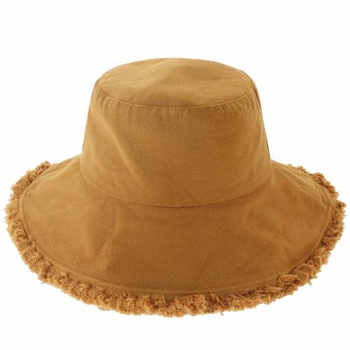 Wide Brim Frayed Bucket Hat | Marquebien - Marquebien