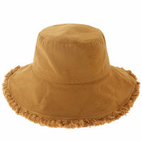 Wide Brim Frayed Bucket Hat | Marquebien - Marquebien